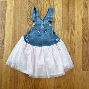 Oshkosh Denim and Pink Tulle Kids Overall Dress
